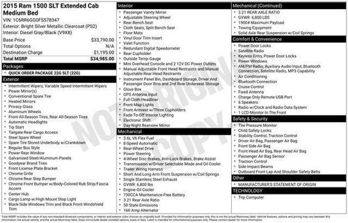 2015 RAM 1500 2WD Quad Cab 6.4 Ft Box SLT
