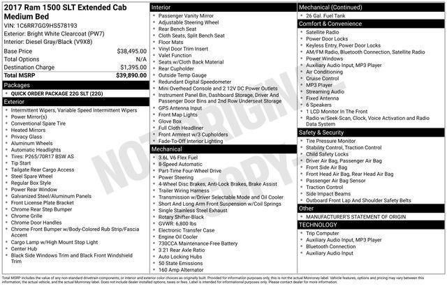 2017 RAM 1500 SLT 4x4 Quad Cab 6'4" Box