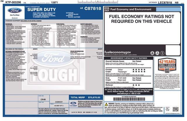 2020 Ford Super Duty F-250 SRW LARIAT 4WD Crew Cab 6.75' Box