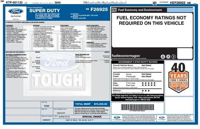 2017 Ford Super Duty F-250 SRW Platinum 4WD Crew Cab 6.75' Box