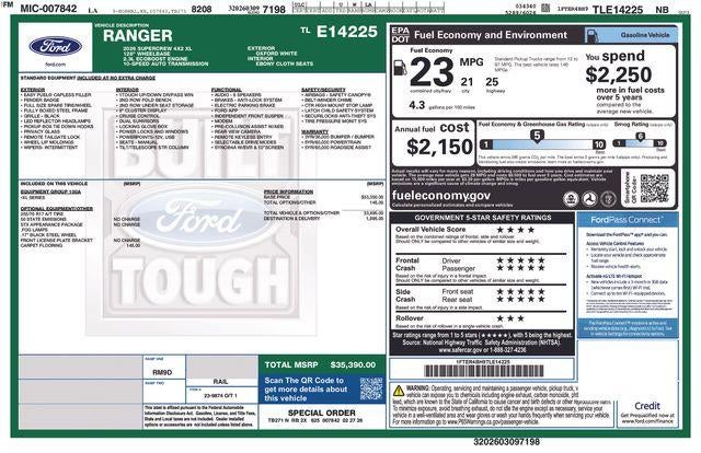 2026 Ford Ranger XL 2WD SuperCrew 5' Box