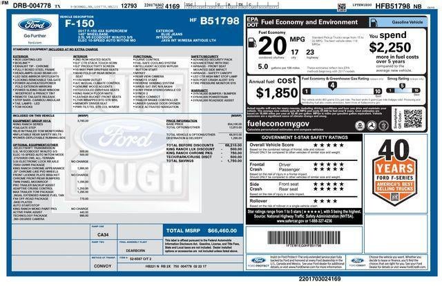 2017 Ford F-150 King Ranch 4WD SuperCrew 5.5' Box