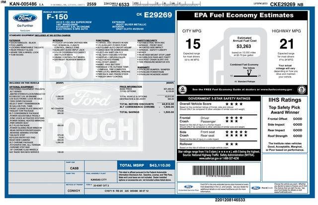 2012 Ford F-150 4WD SuperCrew 5-1/2 Ft Box XLT