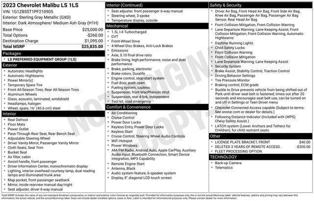2023 Chevrolet Malibu 4dr Sdn LS w/1LS