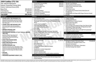 2009 Cadillac CTS 3.6L - V6 Rear-Wheel Drive