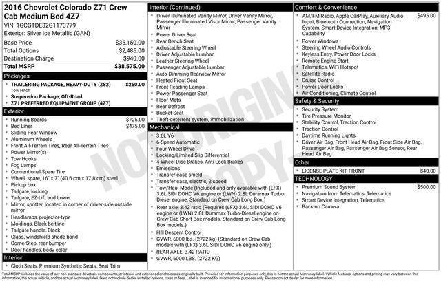 2016 Chevrolet Colorado Crew Cab Short Box 4-Wheel Drive Z71