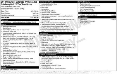 2018 Chevrolet Colorado Extended Cab Long Box 2-Wheel Drive WT