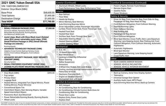 2021 GMC Yukon 2WD 4dr Denali