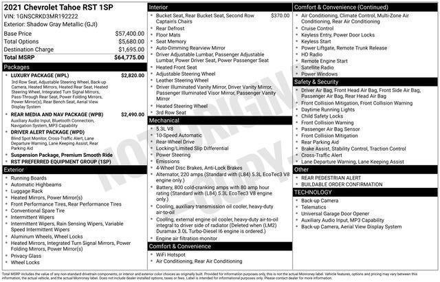 2021 Chevrolet Tahoe 2WD RST