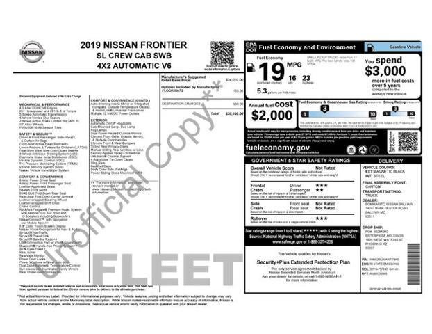 2019 Nissan Frontier Crew Cab 4x2 SL Auto *Ltd Avail*