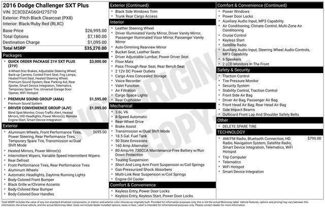 2016 Dodge Challenger 2dr Cpe SXT Plus
