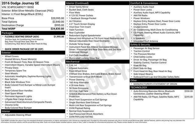 2016 Dodge Journey FWD 4dr SE