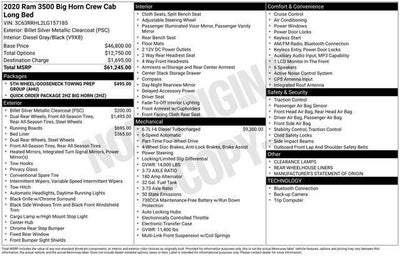 2020 RAM 3500 Big Horn 4x4 Crew Cab 8' Box