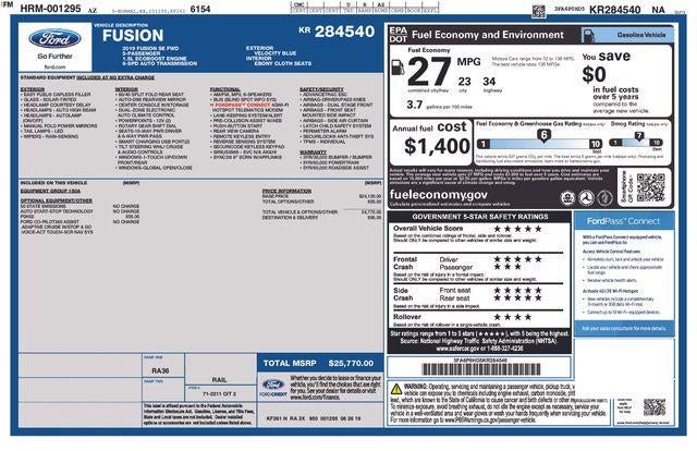 2019 Ford Fusion SE FWD