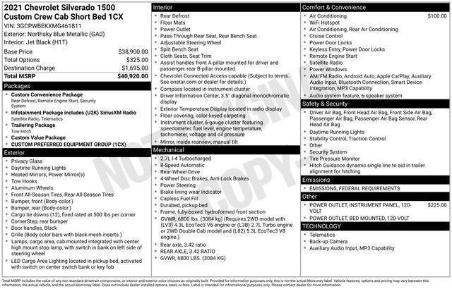 2021 Chevrolet Silverado 1500 Crew Cab Short Box 2-Wheel Drive Custom