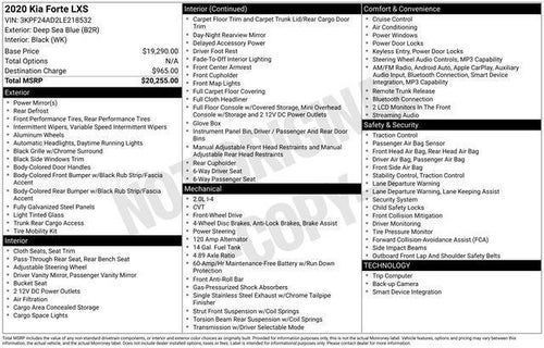 2020 Kia Forte LXS IVT