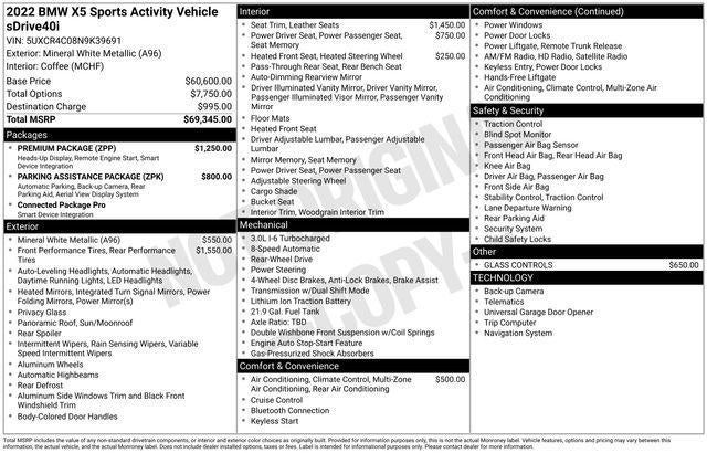 2022 BMW X5 sDrive40i Sports Activity Vehicle