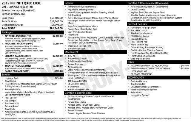 2019 INFINITI QX80 LUXE AWD