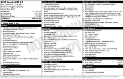 2018 Genesis G80 3.8L RWD