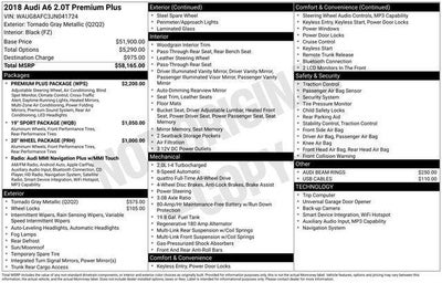 2018 Audi A6 2.0 TFSI Premium Plus quattro AWD