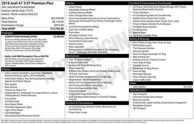 2018 Audi A7 3.0 TFSI Premium Plus