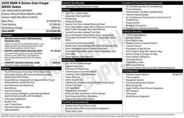 2020 BMW M850i Gran Coupe